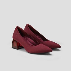 Aria Pointed-Toe Block Heel in Bordeaux VIVAIA